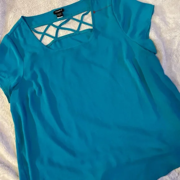 Torrid size 0x bluish green dress blouse - Picture 1 of 8